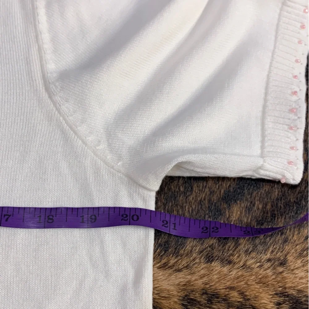 Koret size Medium white short sleeve button up lightweight sweater with collar - Picture 7 of 9